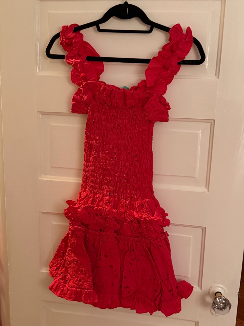 Waimari Red Ruffle Eyelet Mini Dress - Picture 3 of 6